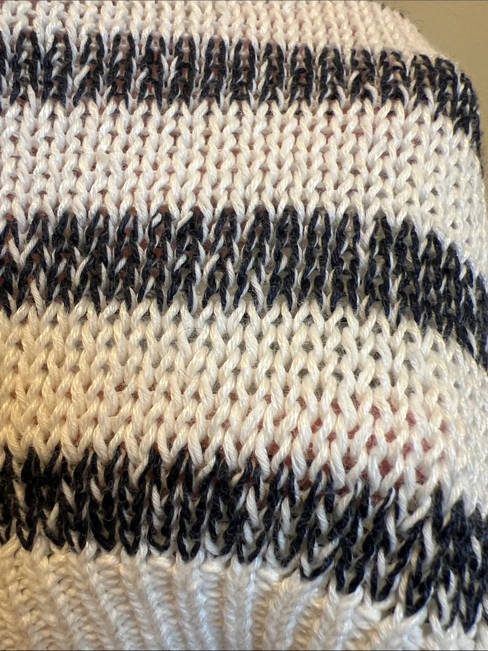 J. Crew Nautical linen Crewneck Sweater Navy Stripes & Gold Shoulder Buttons